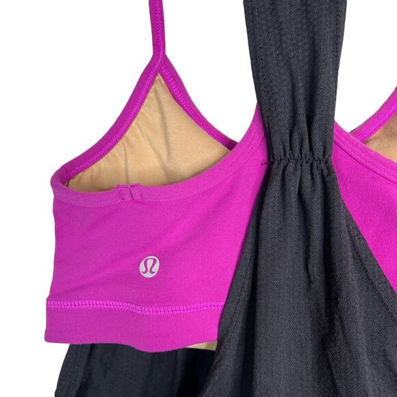Lululemon No Limits Tank Top 2-in-1 Built In Shelf Bra Purple Black Womens 2/4 - Picture 4 of 5